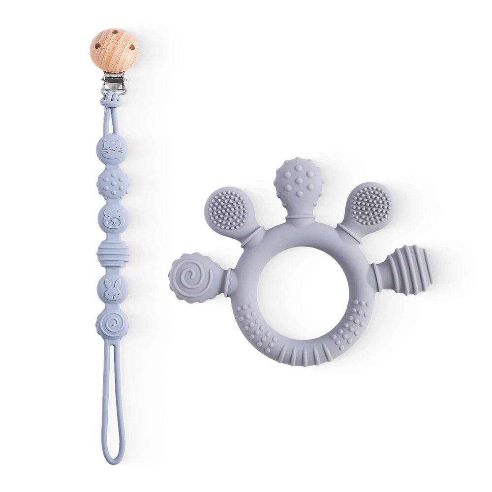 Food-Grade Silicone Teether Ring - Safe Sensory Toy for Babies 0-12 Months!