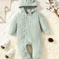 Baby Boys and Girls Plaid Romper Hooded Long Sleeved Plush Jumpsuit Winter Warm Bodysuit Clothes for 3-24 Months Toddler Boy