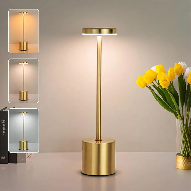 USB Rechargeable Classic Table Lamp: Touch Control & 3 Colors
