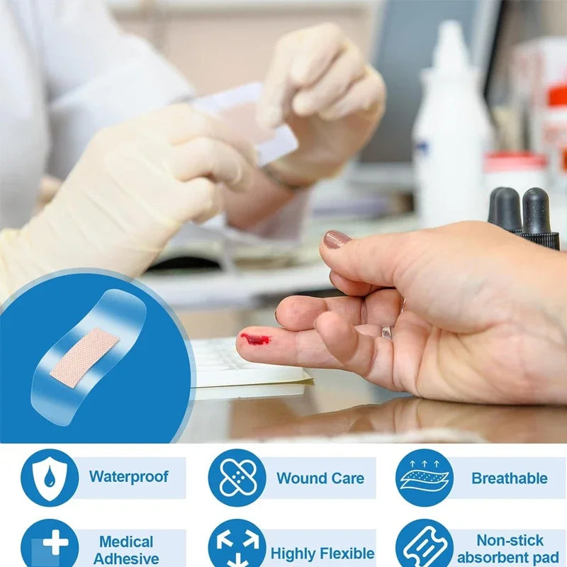 100 Pieces of Waterproof Breathable Adhesive Dressings, Suitable for Bathing, Swimming and Outdoor Activities