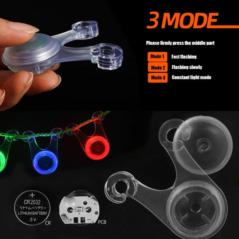 10pcs Waterproof LED Tent String Rope Guard Hanging Lights Mini Flashlight Cycling Lights Outdoor Camping Warning Safety Lamp