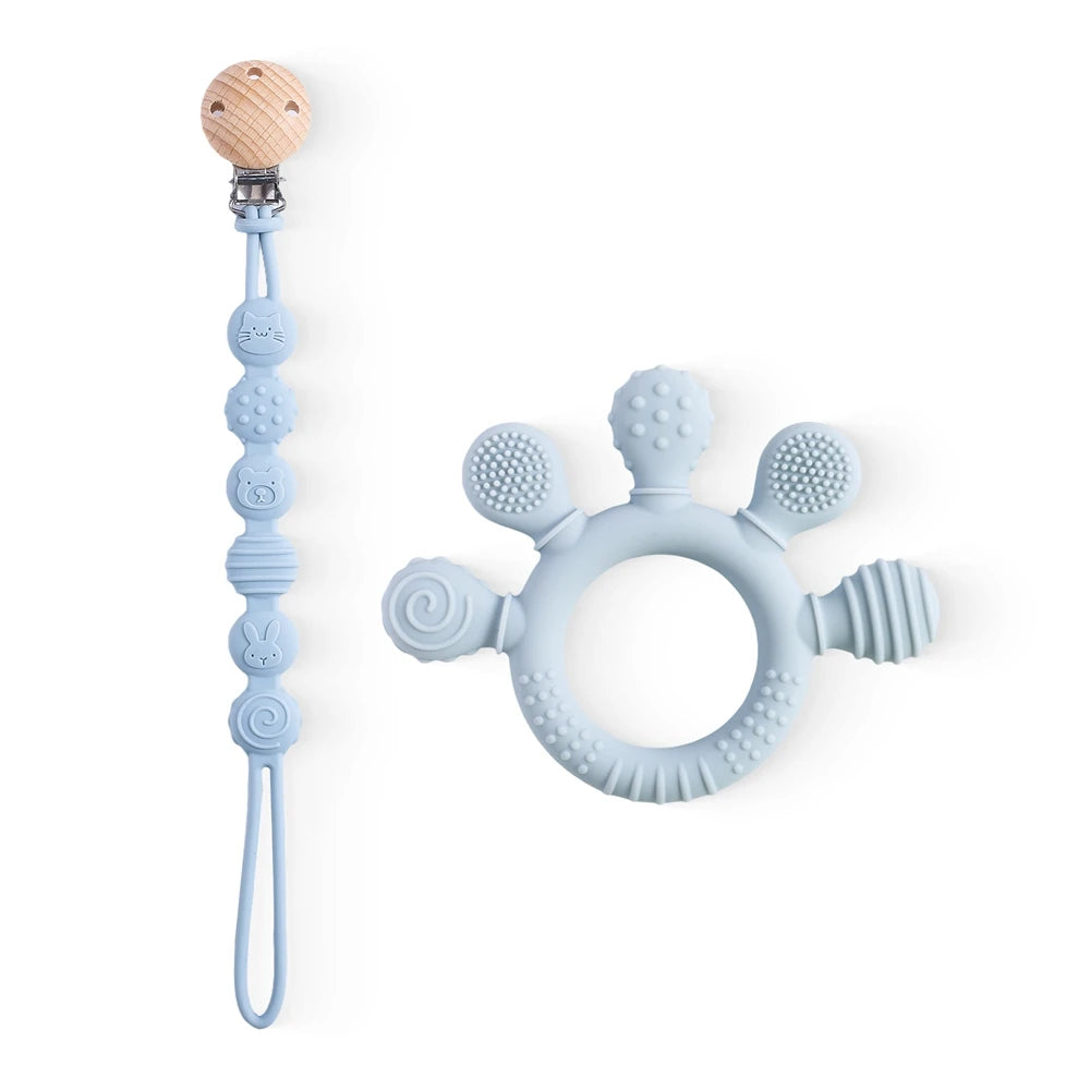 Food-Grade Silicone Teether Ring - Safe Sensory Toy for Babies 0-12 Months!