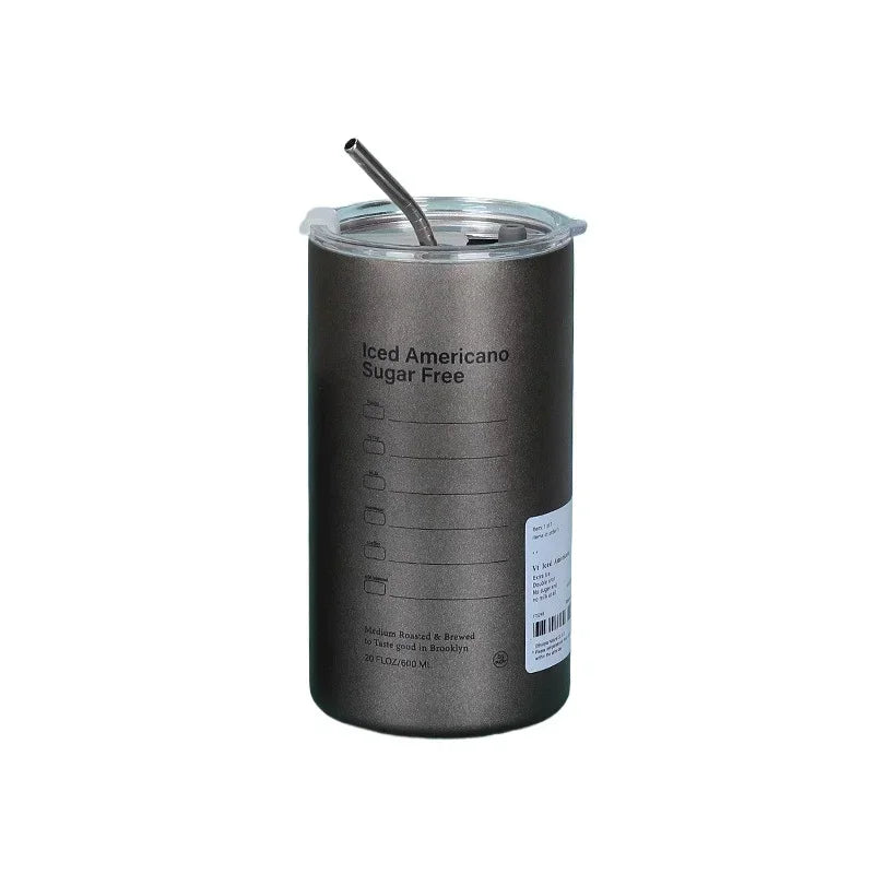 Leak-Proof Insulated Stainless Steel Thermos Cup with Straw
