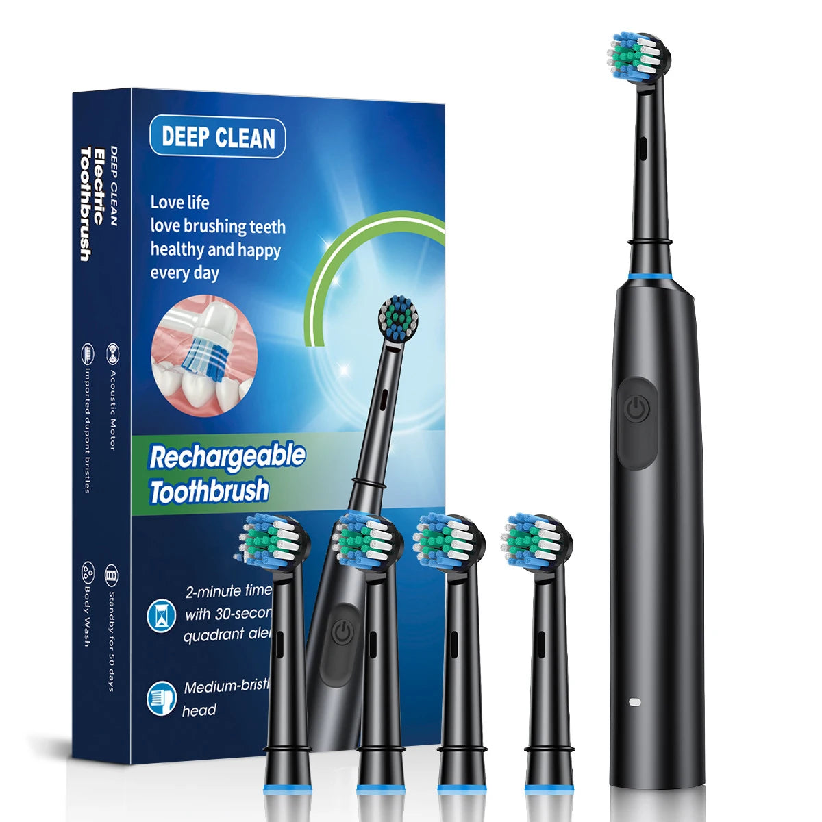 Experience the Power of Our Waterproof Electric Toothbrush with 8 Heads & Built-in Timer!