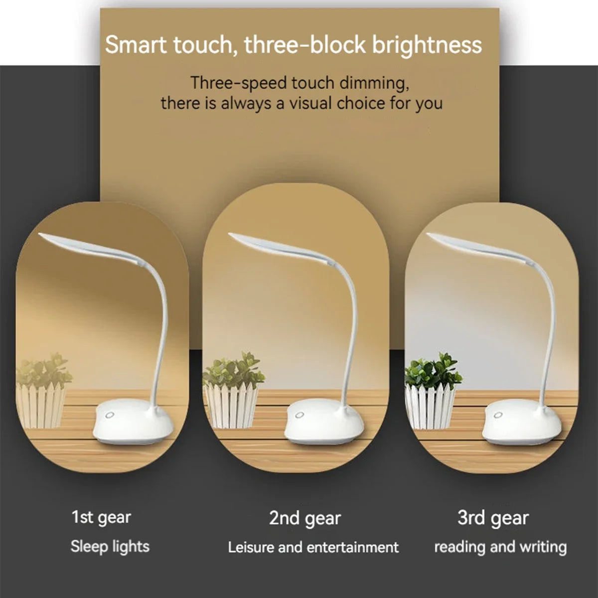 Portable LED Desk Lamp: USB Charging, Touch Dimming & Eye Protection