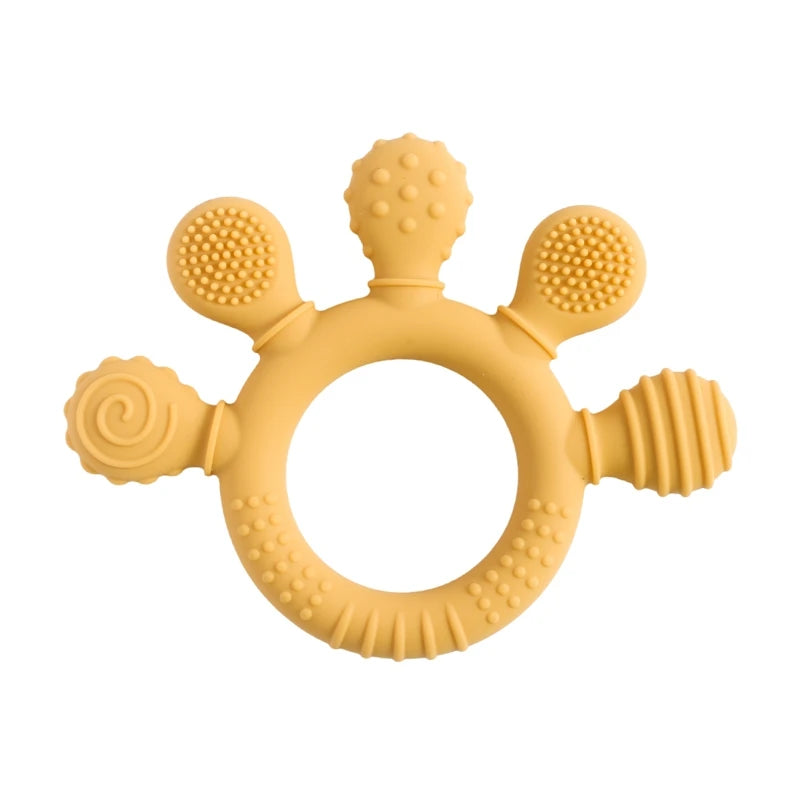 Food-Grade Silicone Teether Ring - Safe Sensory Toy for Babies 0-12 Months!