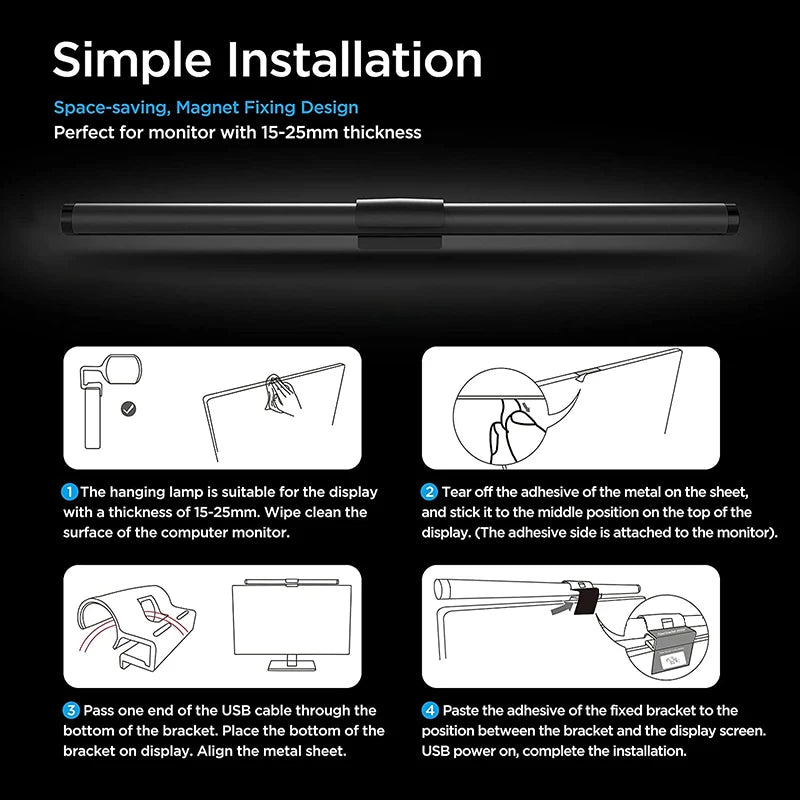 GB LED Monitor Light Bar: Dimmable Atmosphere Lamp for Work & Gaming