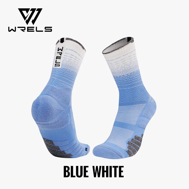 WRELS Socks Athletic Cushion Moisture Wicking Sports Socks Thickening Towel Bottom Sweat Absorbing Shock-absorbing Running Socks