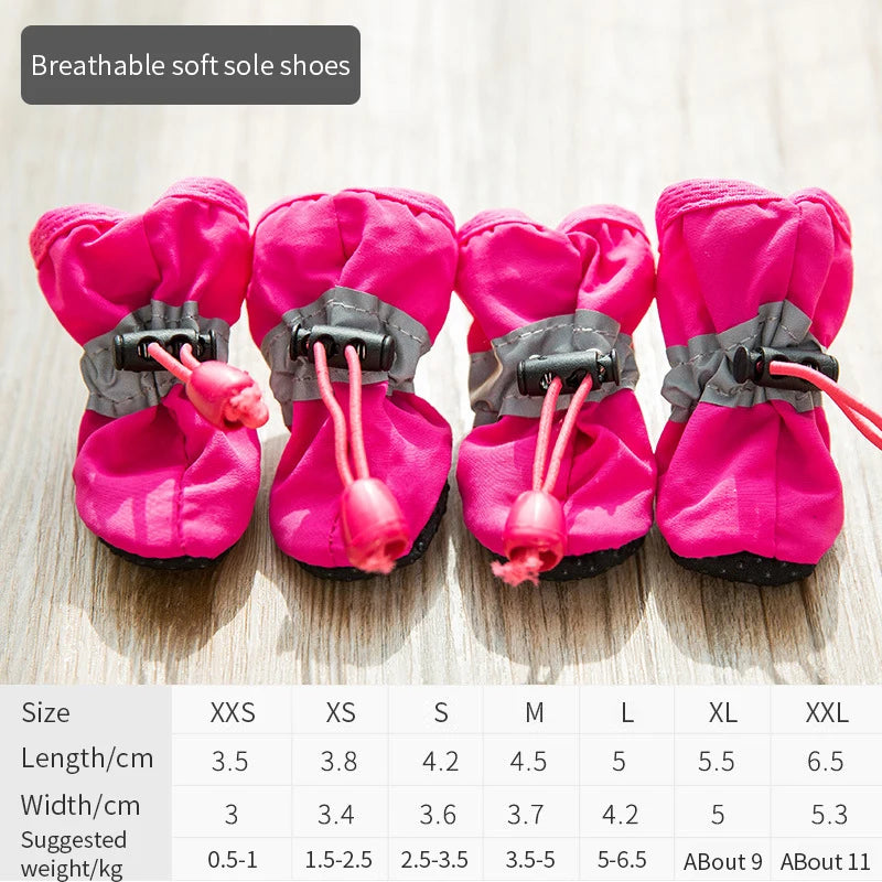 4-Pack Waterproof Anti-Slip Pet Dog Shoes for Small Pets