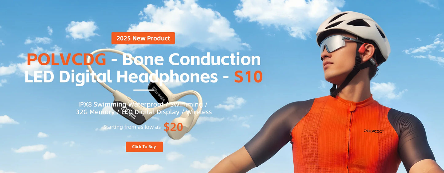 POLVCDG bone conduction swimming earphones IPX8 waterproof 32GB memory Bluetooth 5.4 silicone material 2025 new product x16