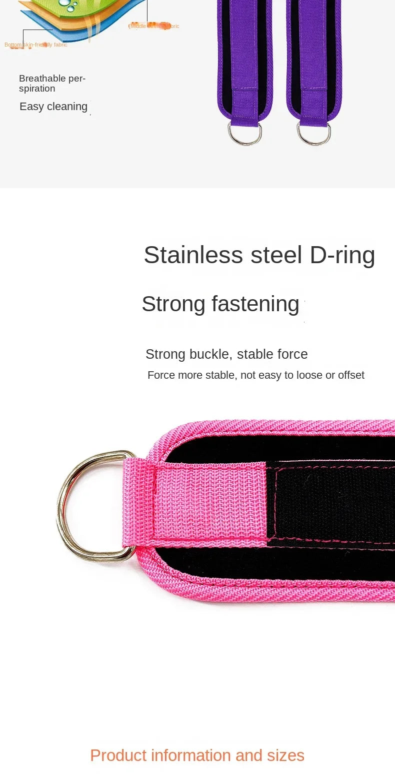 Adjustable D-Ring Ankle & Wrist Cuffs for Targeted Leg and Glute Training