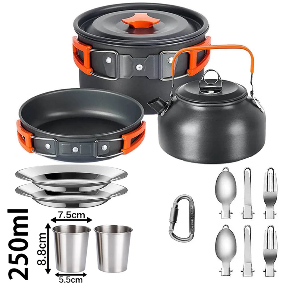 Camping Cooking set Camping Cookware Travel Tableware Outdoor Picnic Set Teapot For 2-3 Peaple Non-stick pots assorted sets
