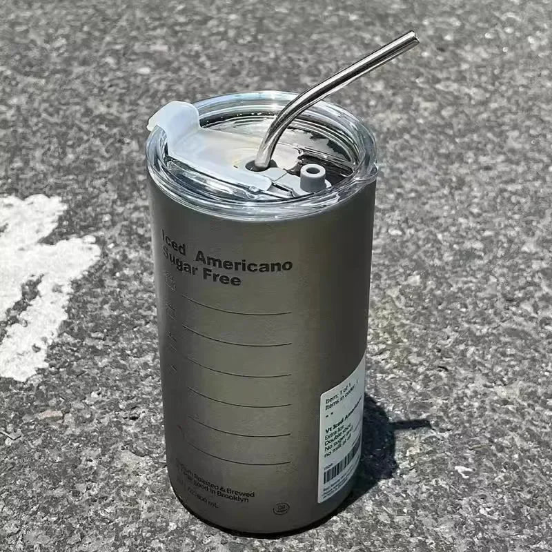 Leak-Proof Insulated Stainless Steel Thermos Cup with Straw