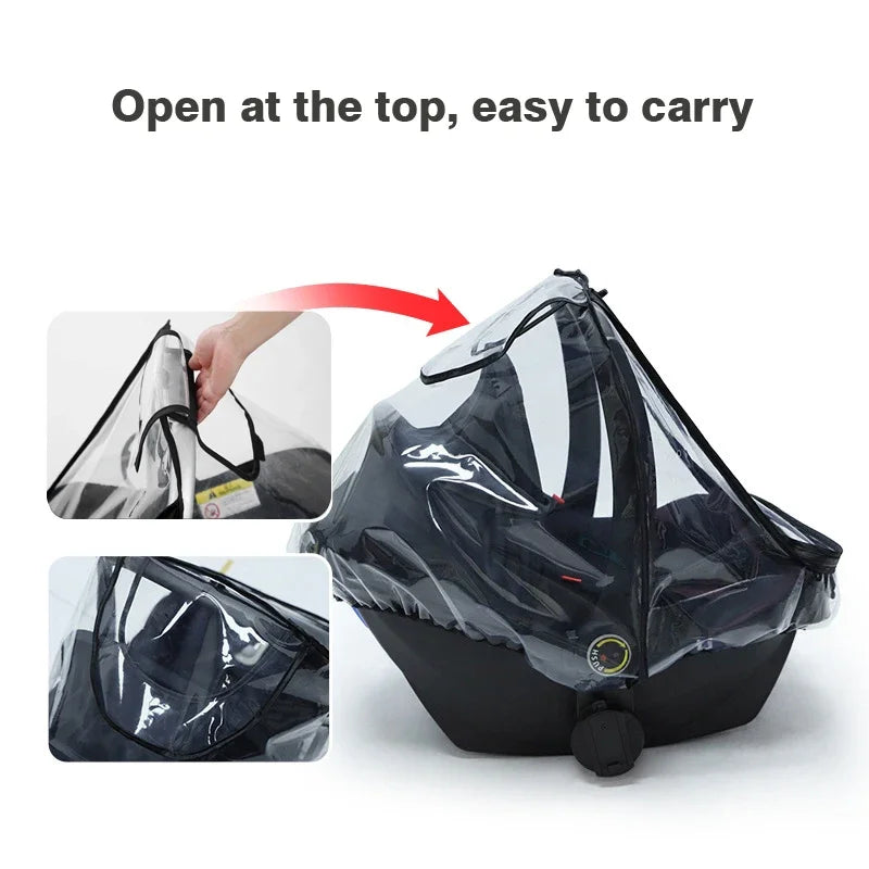 Baby Safety Seat Windproof Rain Cover Dustproof Transparent EVA Stroller Baby Carriage Rain Cover Dust Cover Mosquito Net