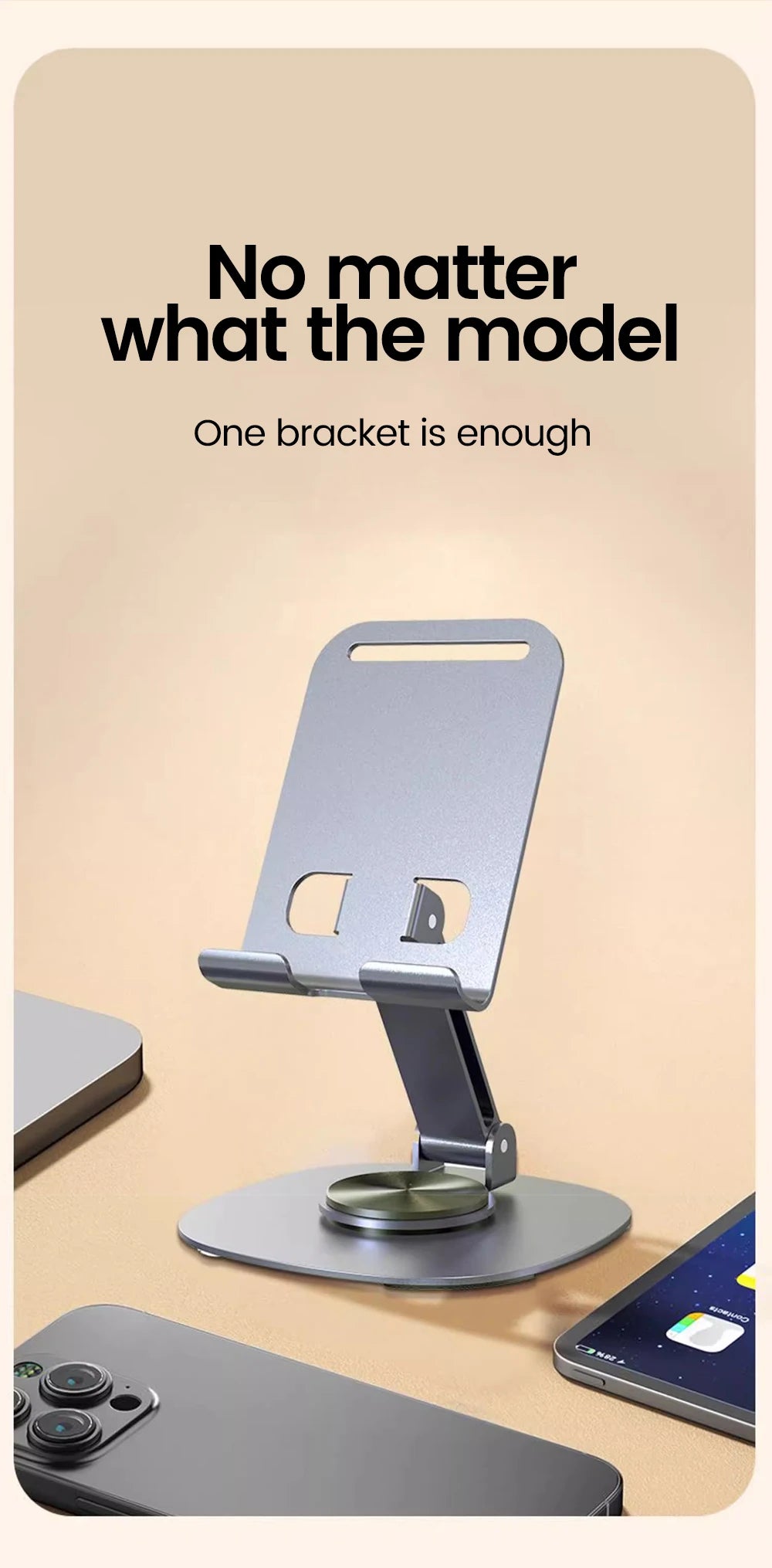 Rotating Phone Tablet Stand – Desktop Mount for iPhone & iPad