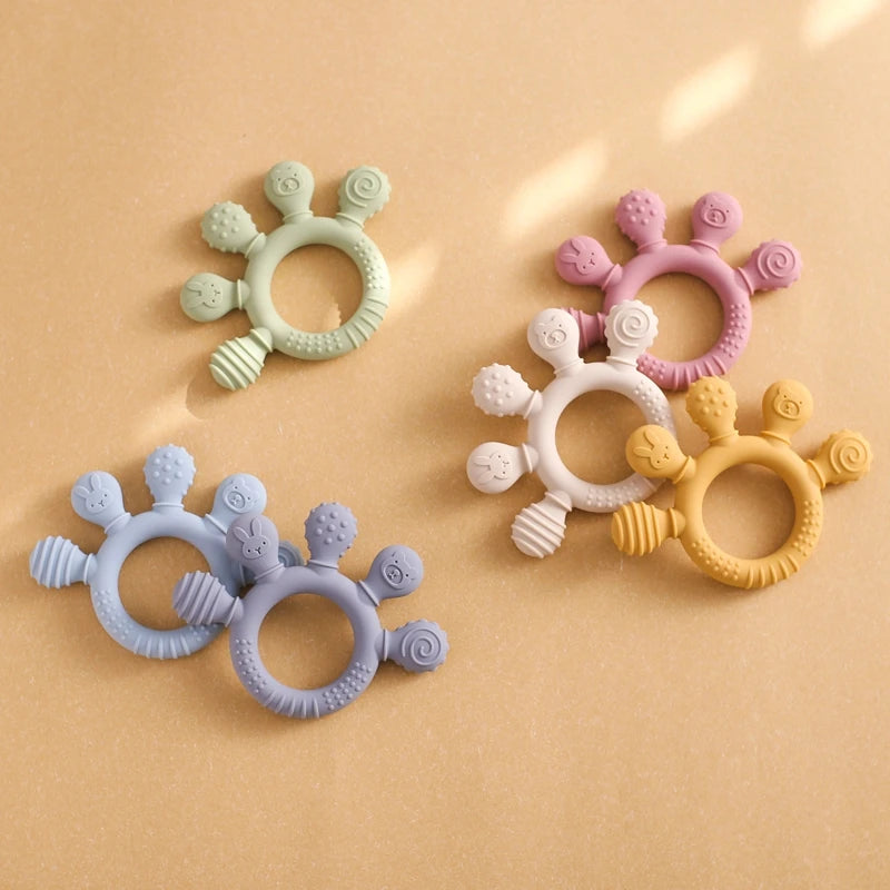 Food-Grade Silicone Teether Ring - Safe Sensory Toy for Babies 0-12 Months!