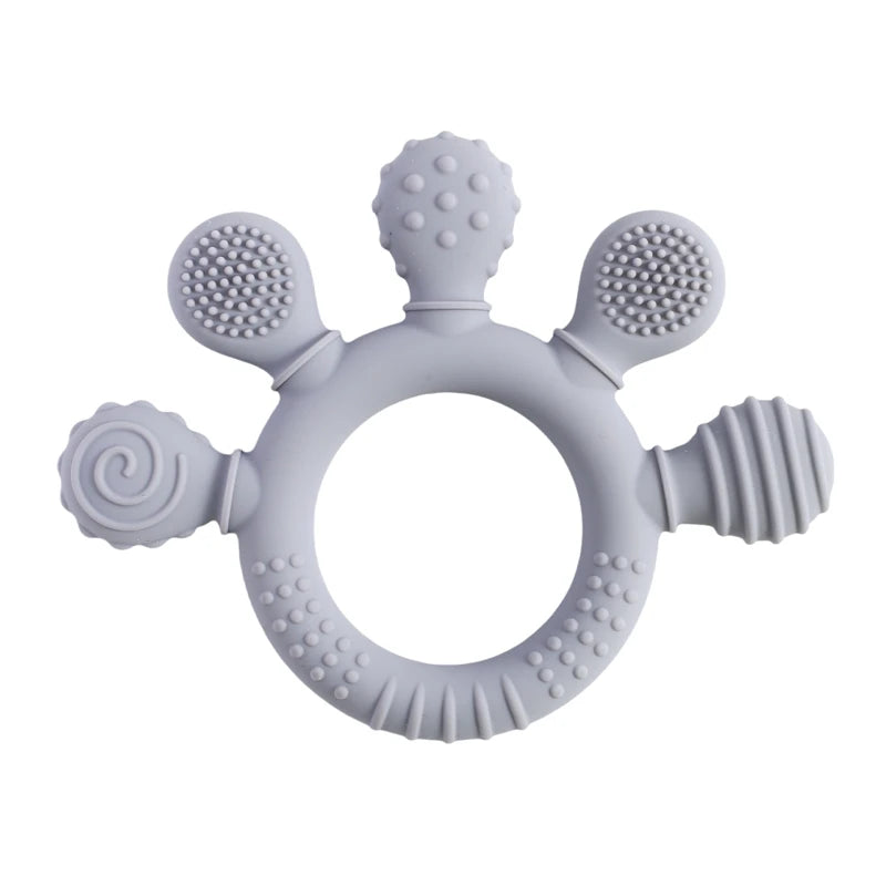 Food-Grade Silicone Teether Ring - Safe Sensory Toy for Babies 0-12 Months!