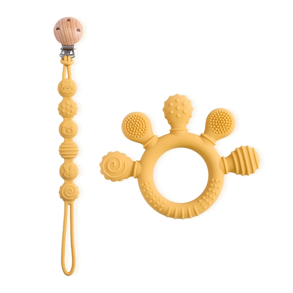 Food-Grade Silicone Teether Ring - Safe Sensory Toy for Babies 0-12 Months!