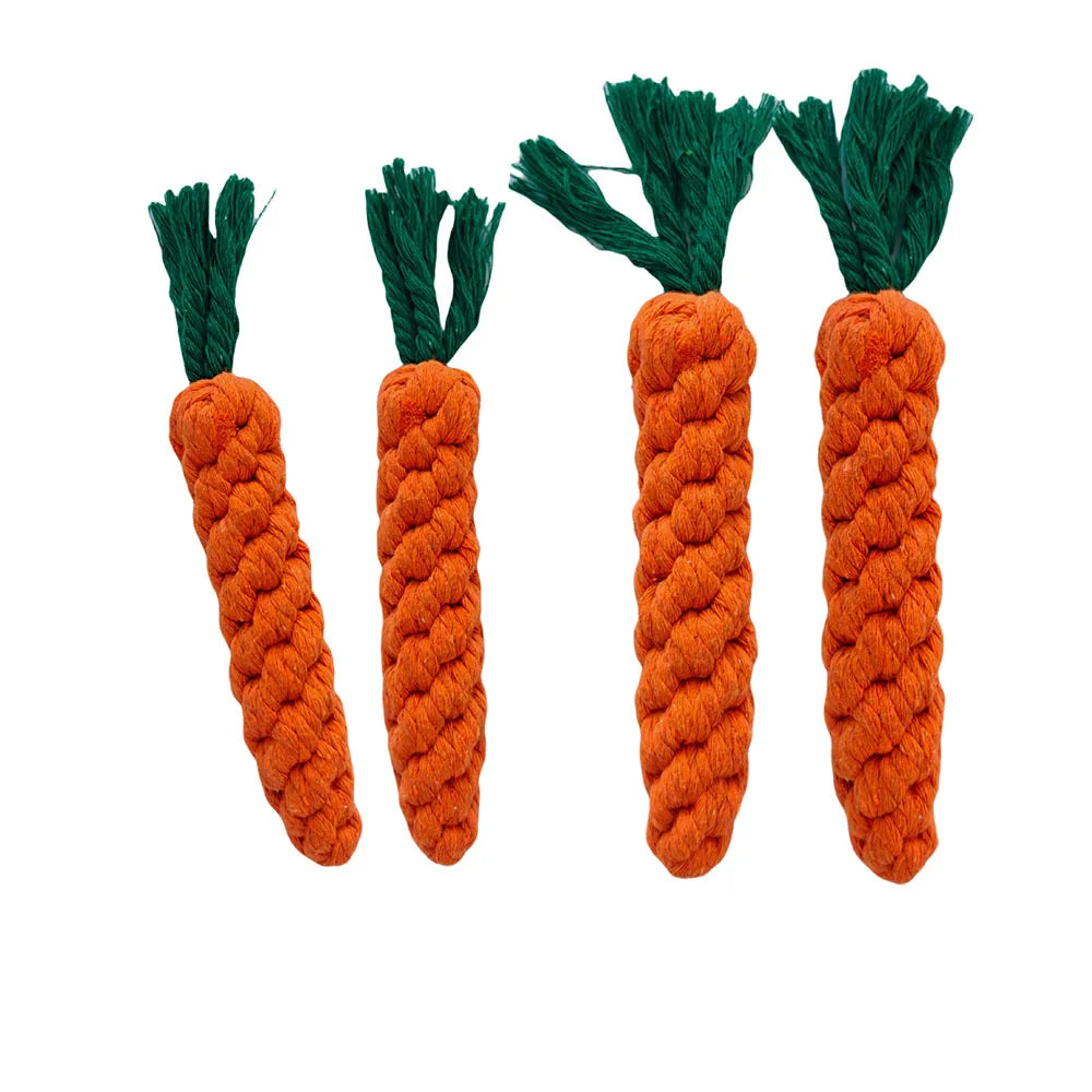 Durable Carrot Dog Chew Toy - Safe Cotton Rope for Molar Cleaning!