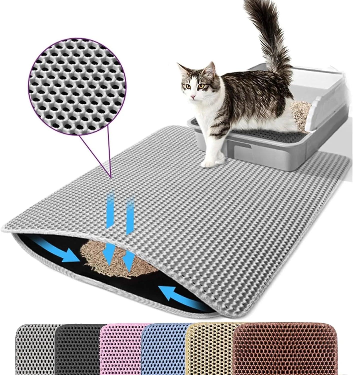 Cat Litter Mat – Double Layer, Non-Slip, Waterproof